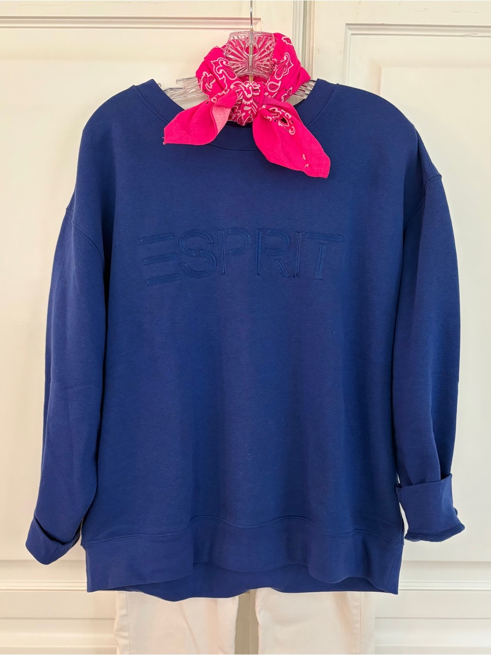 Esprit Blue Embroidered Logo Crewneck Sweatshirt